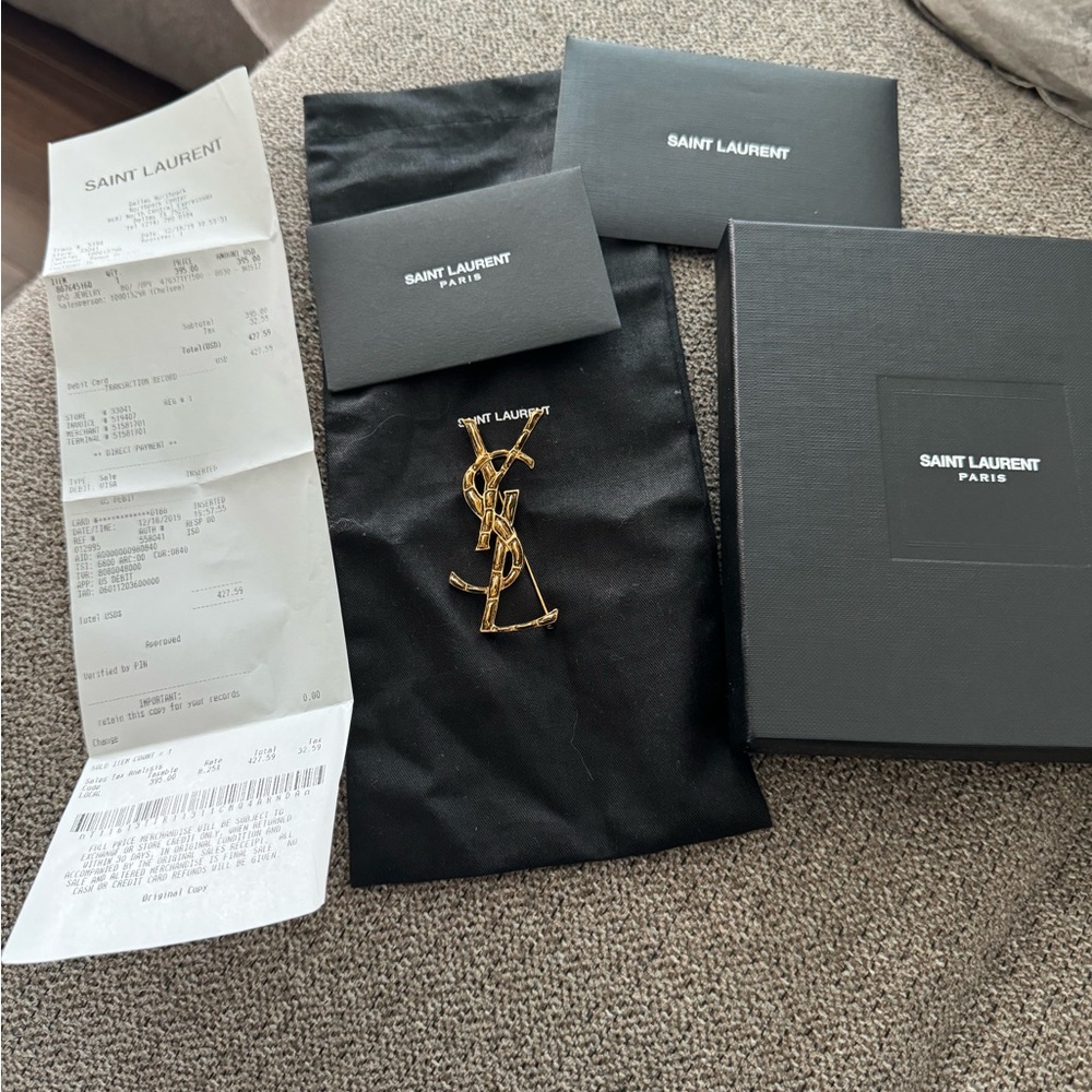 Authentic YSL CASSANDRE CROCODILE BROOCH IN METAL